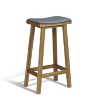 high oak wooden four legged stool upholstery seat